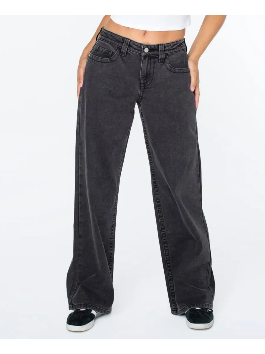 Джинсы с заниженной талией и V-образным поясом, прямого свободного кроя Celebrity Pink, Melvina — изображение 4 из 11