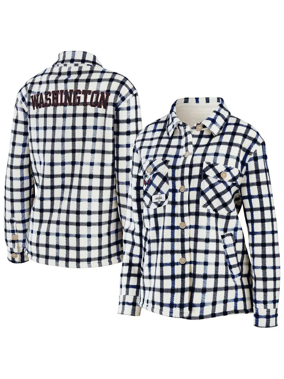 Женская овсяная куртка-рубашка на пуговицах в клетку Washington Capitals WEAR by Erin Andrews — изображение 2 из 4, овсяный