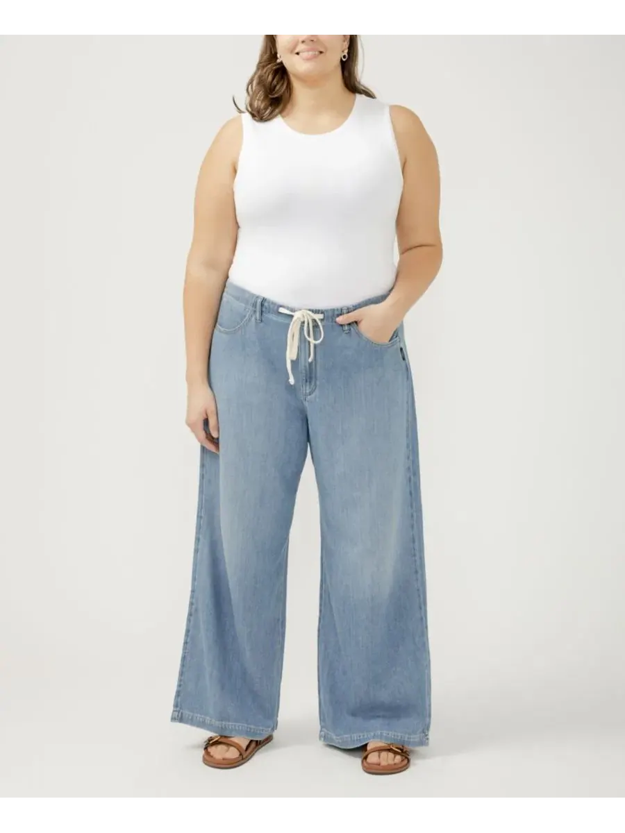 Джинсы больших размеров с широкими штанинами и завязками Silver Jeans Co.