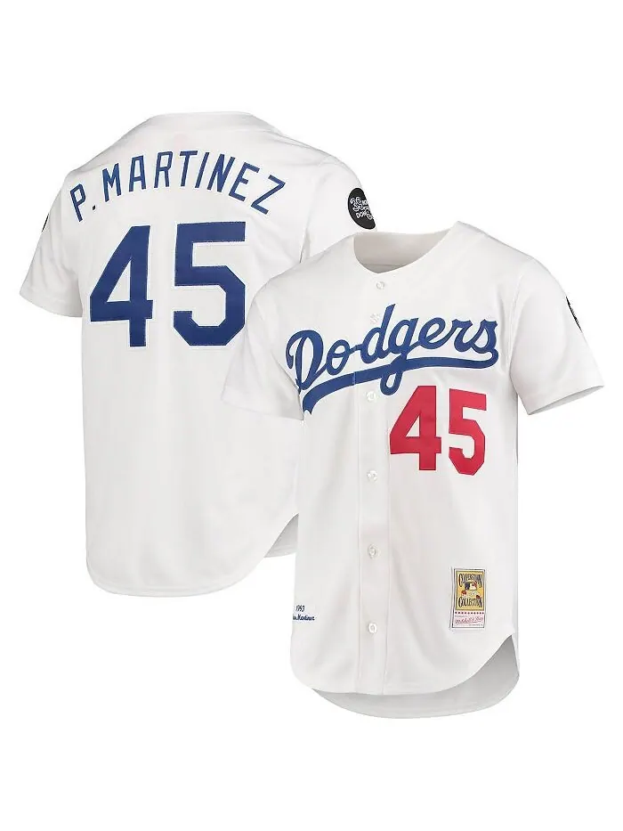 Мужское белое аутентичное джерси Pedro Martinez Los Angeles Dodgers 1993 Cooperstown Collection