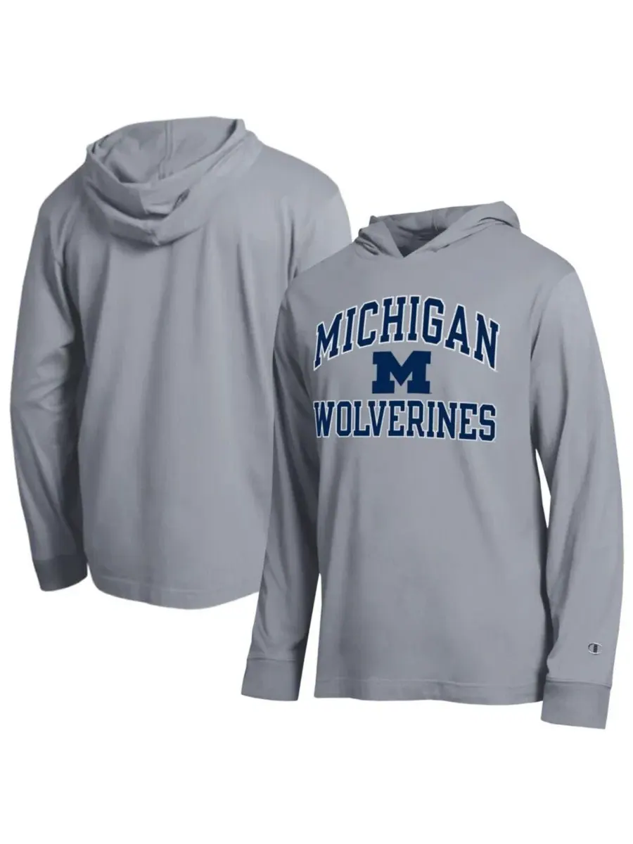 Футболка мужская с длинным рукавом и капюшоном с принтом Michigan Wolverines Champion