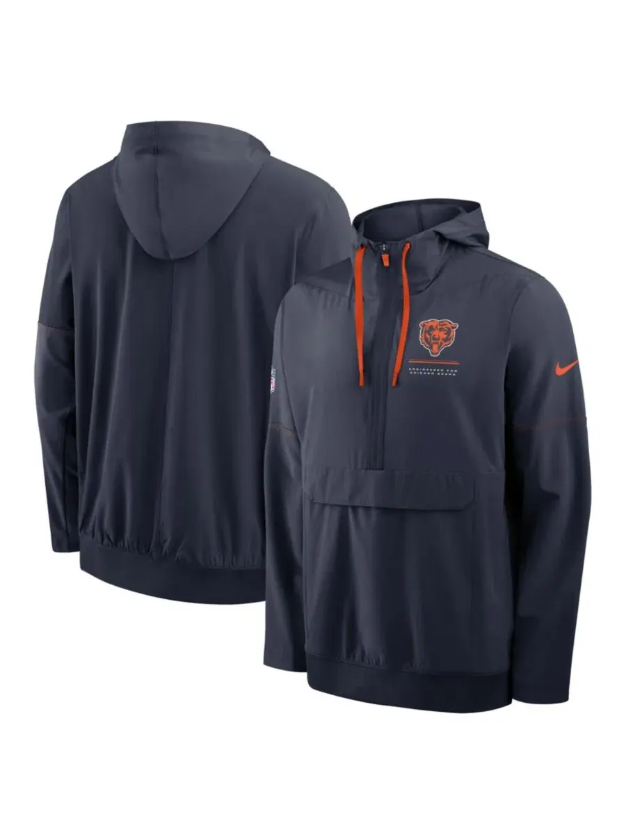 Ветровка-анорак с капюшоном и полузастежкой Chicago Bears Sideline Nike