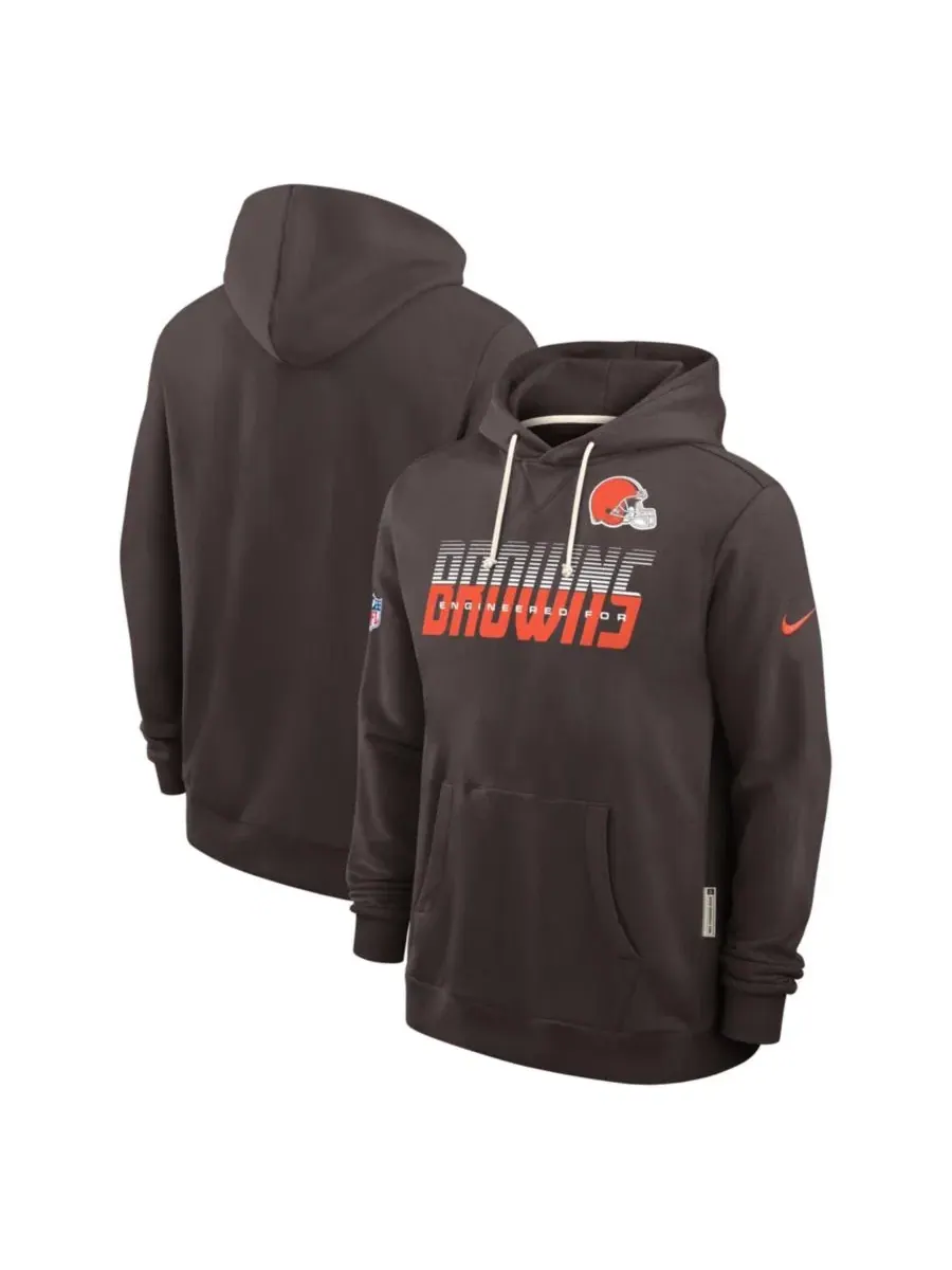 Толстовка мужская с капюшоном, флисовая, с принтом, Cleveland Browns Sideline Standard Issue