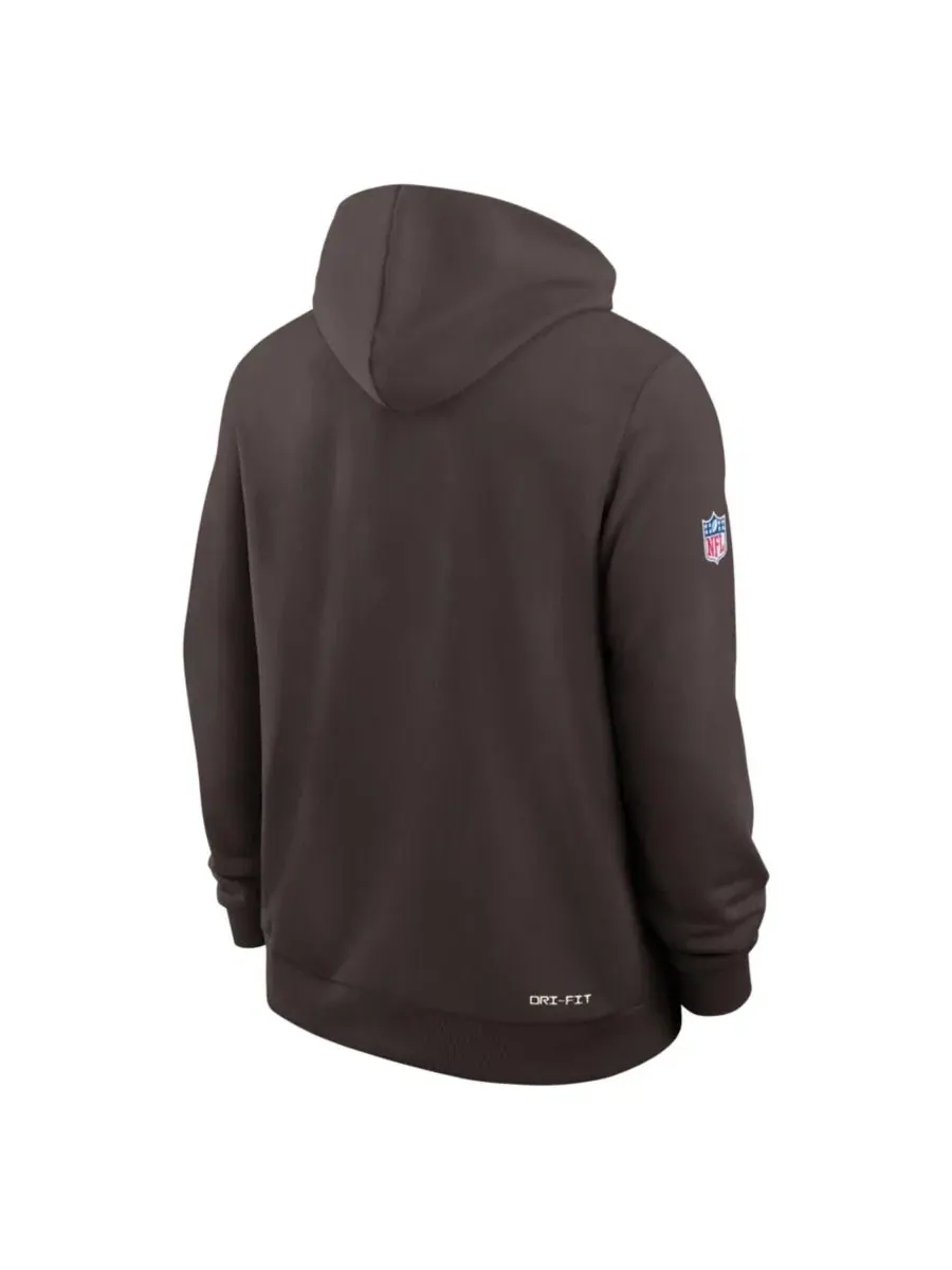Толстовка мужская с капюшоном, флисовая, с принтом, Cleveland Browns Sideline Standard Issue — изображение 3 из 3, коричневый