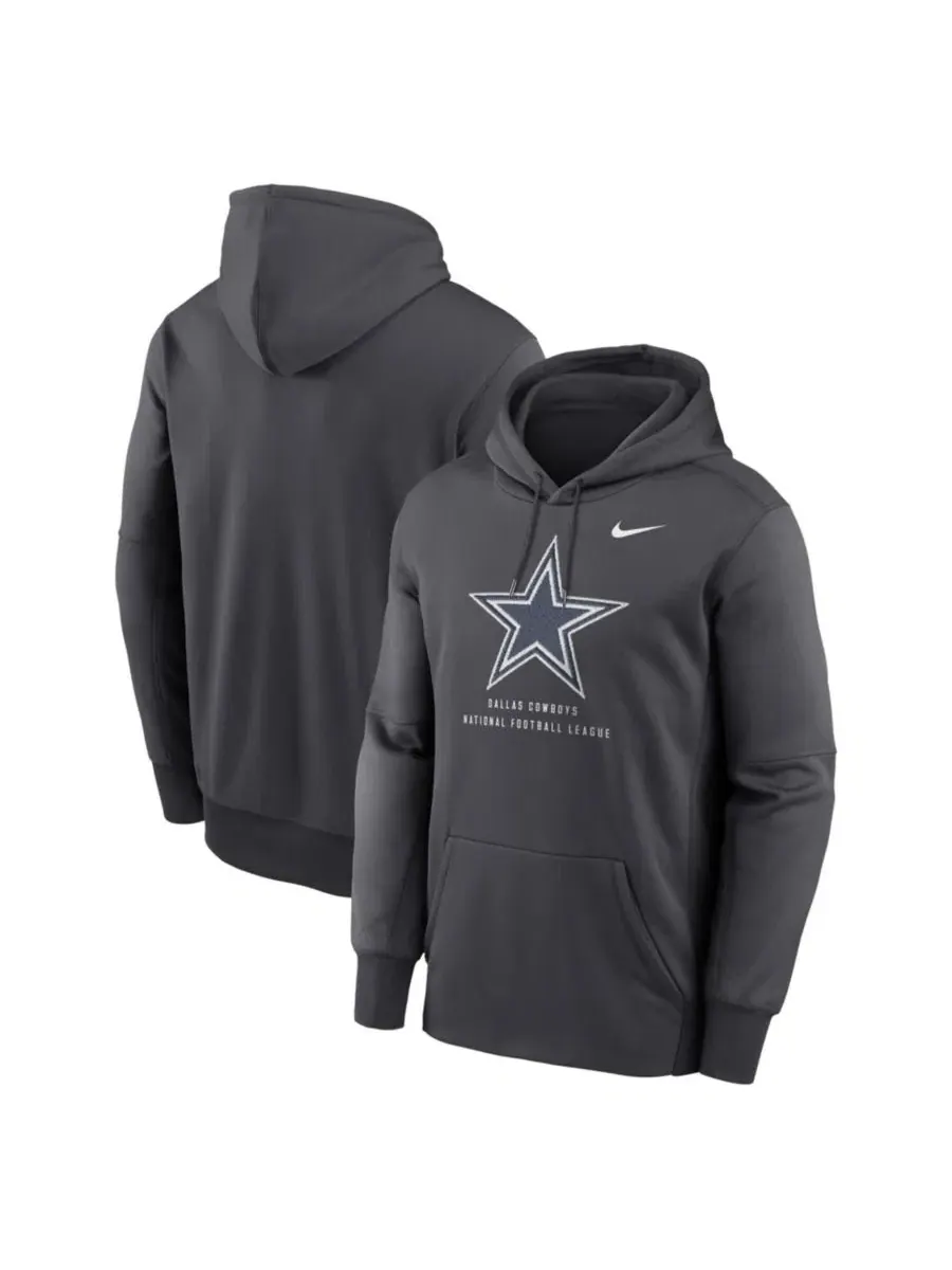 Худи Nike с принтом и капюшоном, Dallas Cowboys Toss Sweep Therma-FIT, серое