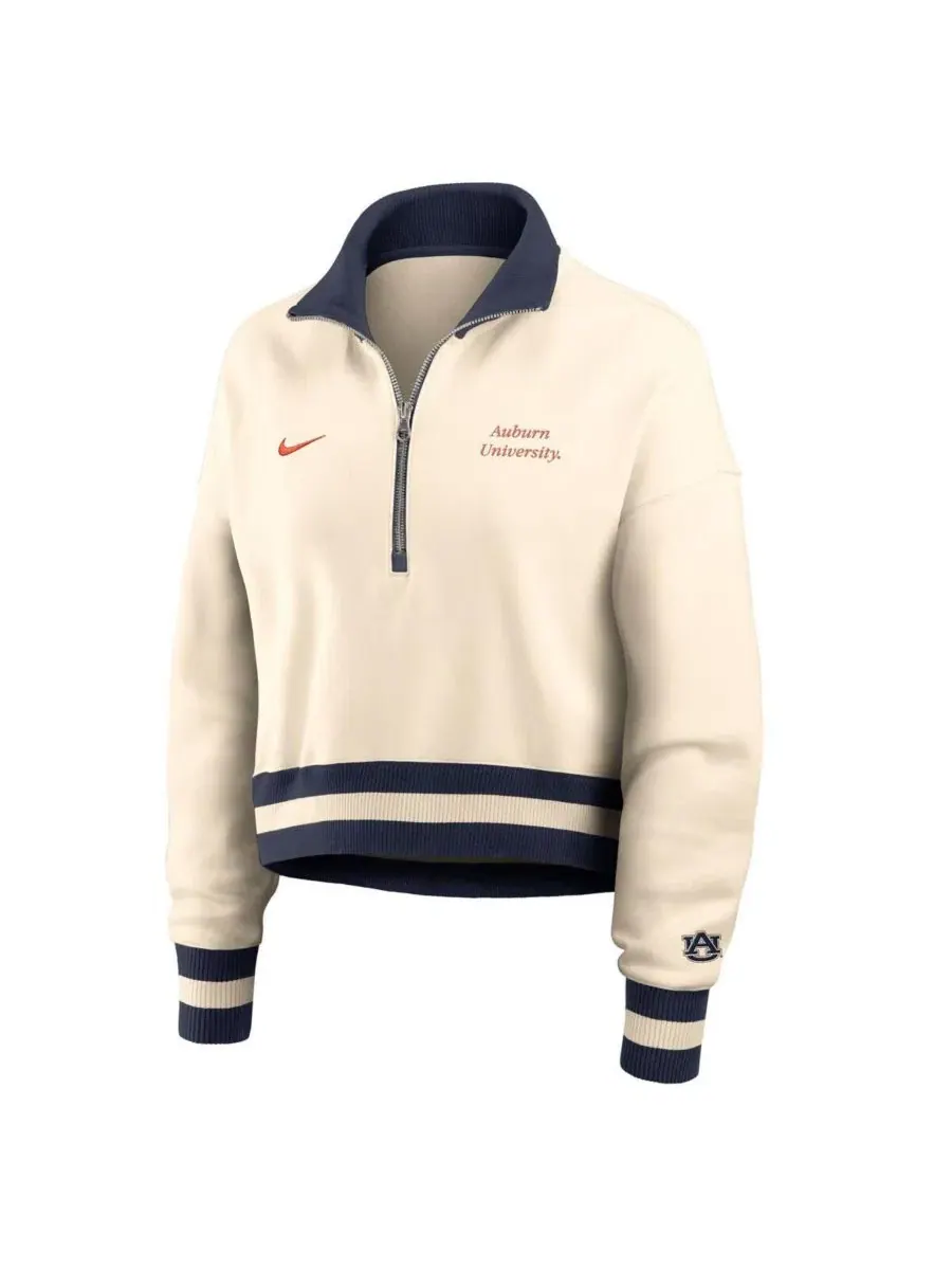Свитшот с полузамком Legacy Auburn Tigers Nike — изображение 2 из 3, бежевый