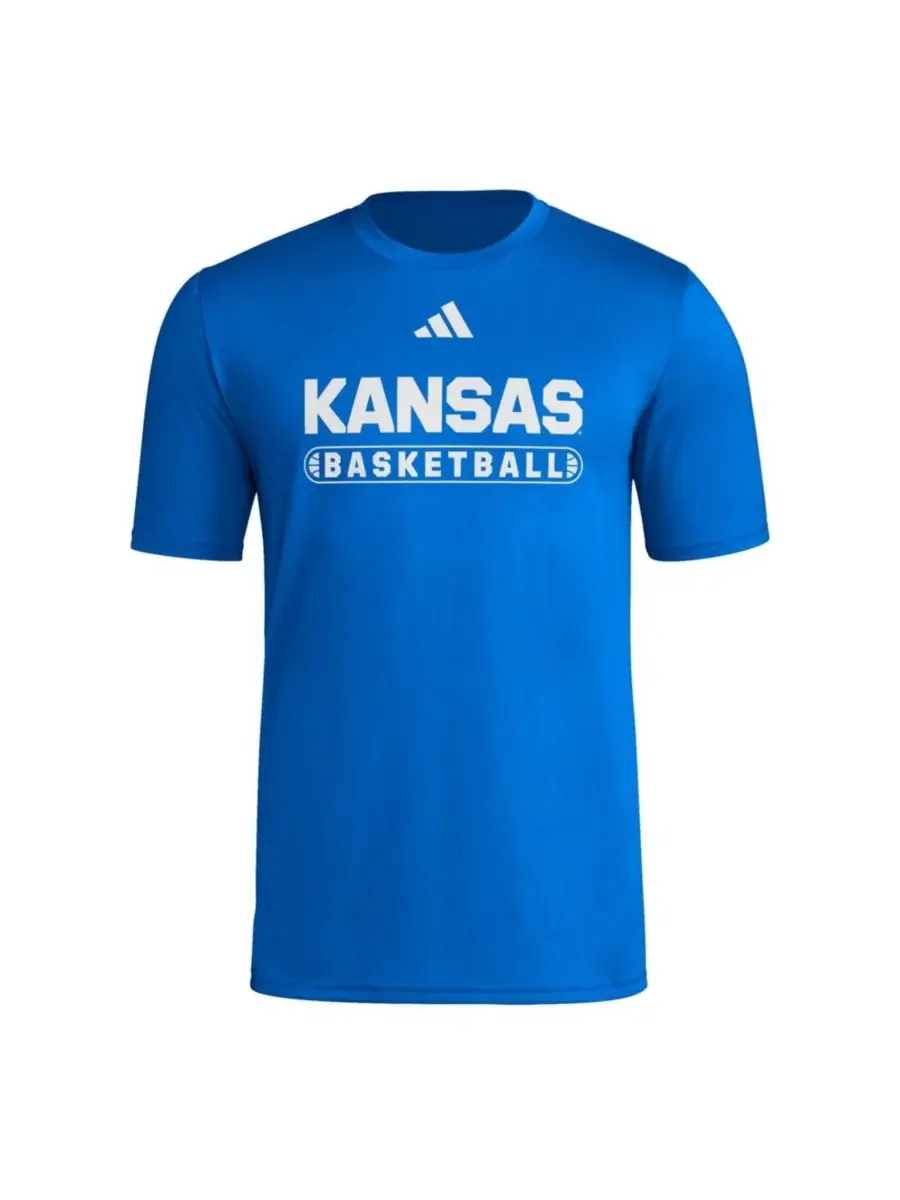 Футболка с принтом Kansas Jayhawks Locker On-Court Basketball Pre-Game adidas — изображение 2 из 3, королевский