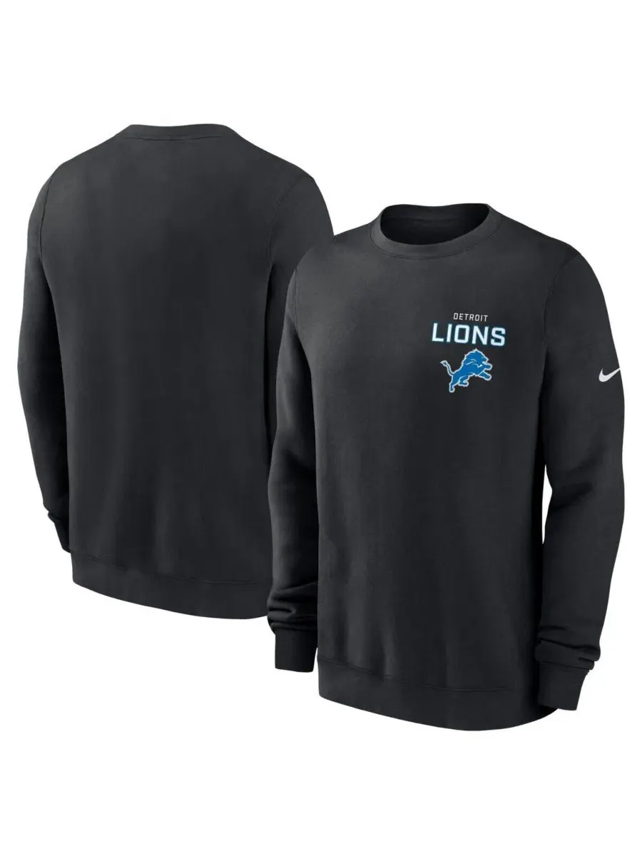 Толстовка без капюшона с начесом Detroit Lions Primetime Club Fleece Nike