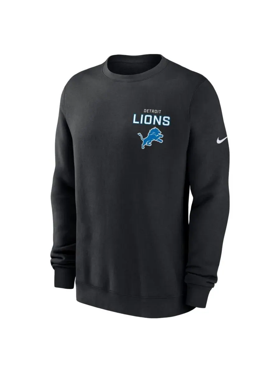 Толстовка без капюшона с начесом Detroit Lions Primetime Club Fleece Nike — изображение 2 из 3, черный
