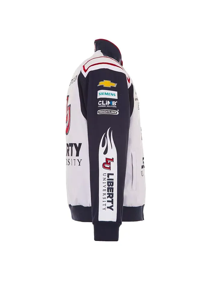 Мужская белая куртка William Byron Liberty University из твила с застежкой на кнопки JH Design — изображение 4 из 5