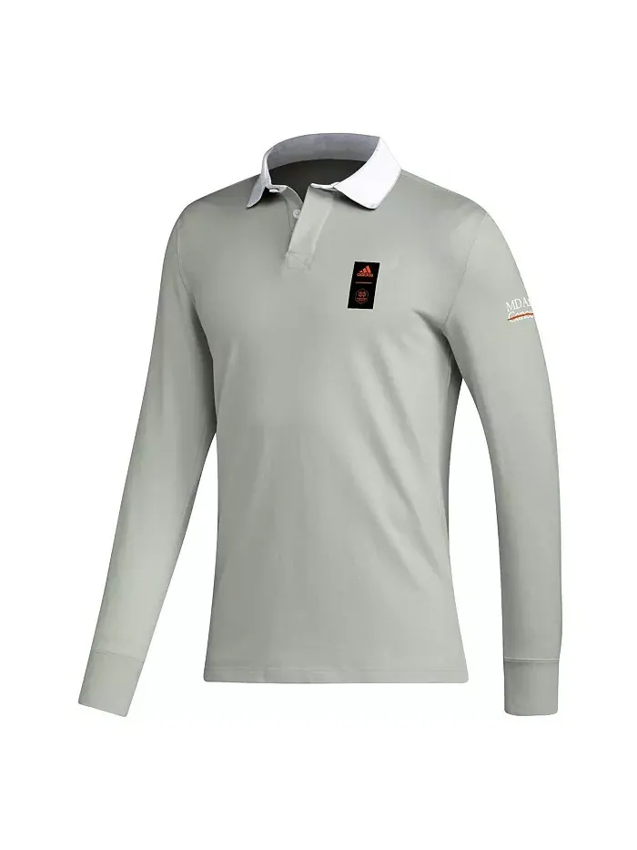 Мужская серая поло с длинным рукавом Houston Dynamo FC Travel 2023 Adidas — изображение 3 из 3