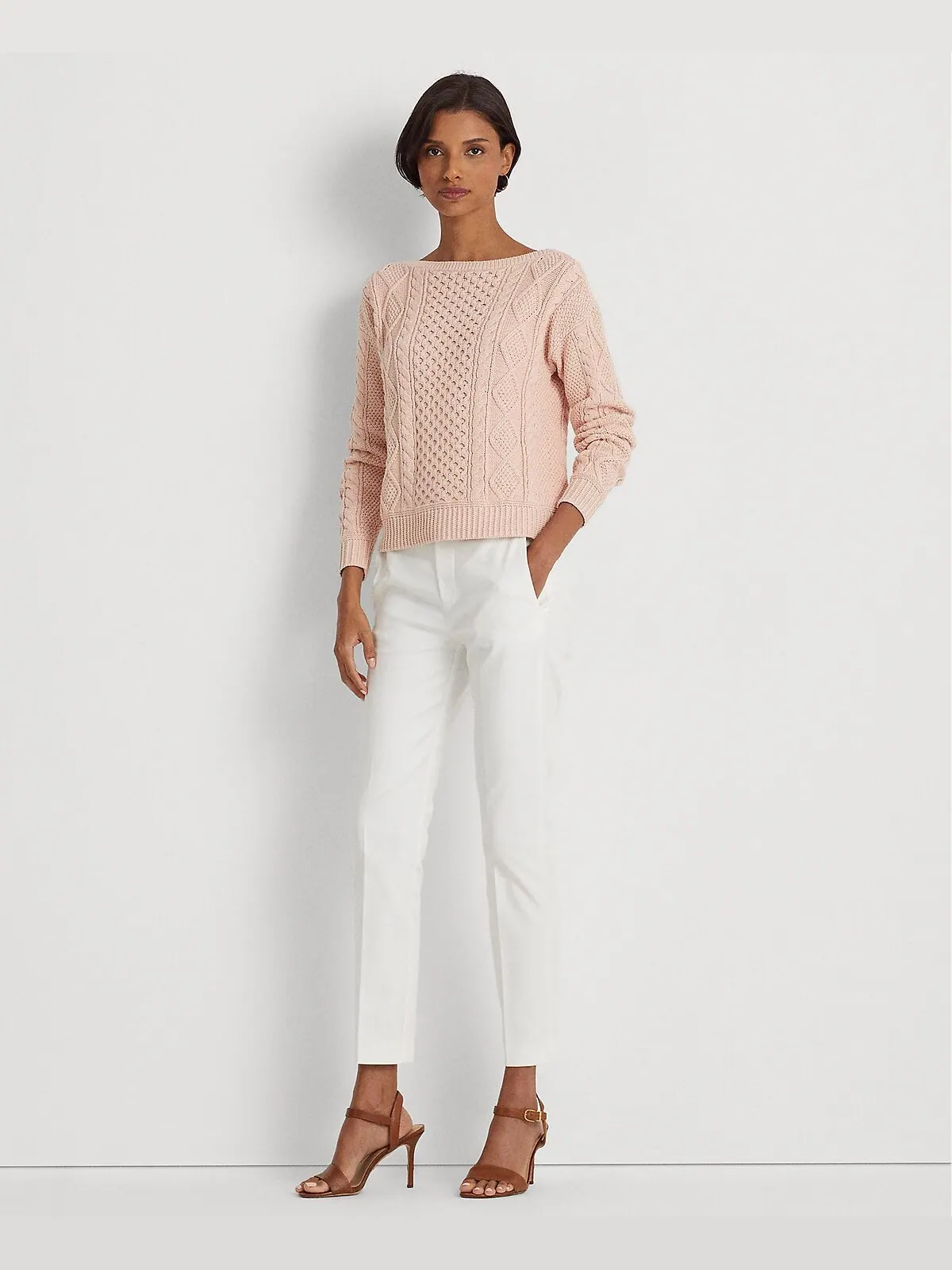 Двусторонние брюки из эластичного хлопка, стандартные и миниатюрные Lauren Ralph Lauren — изображение 3 из 4, белый