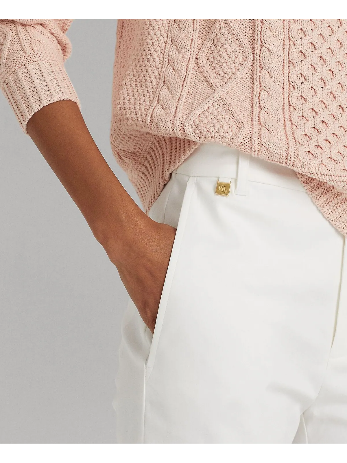 Двусторонние брюки из эластичного хлопка, стандартные и миниатюрные Lauren Ralph Lauren — изображение 4 из 4, белый