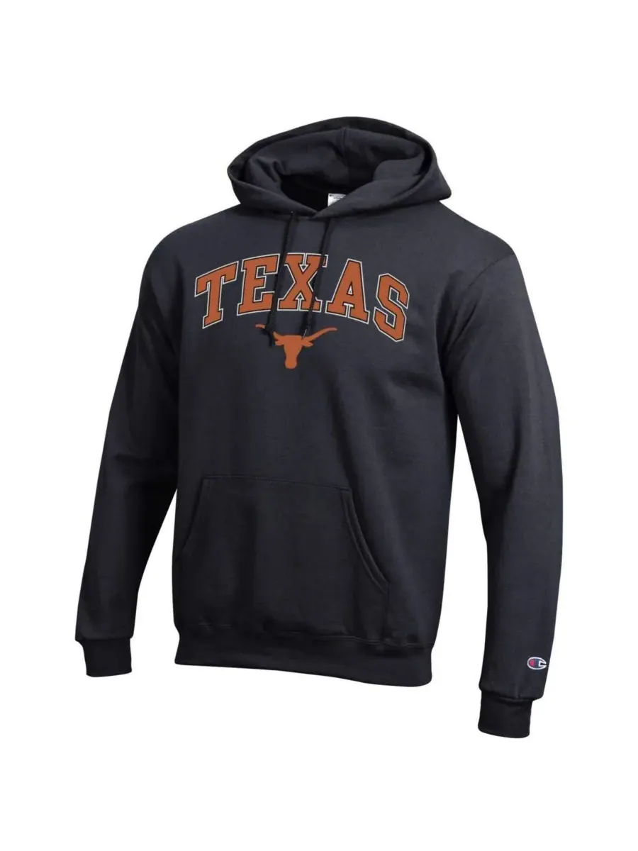 Champion Мужская черная толстовка с капюшоном и арочным логотипом команды Texas Longhorns — изображение 3 из 3, черный