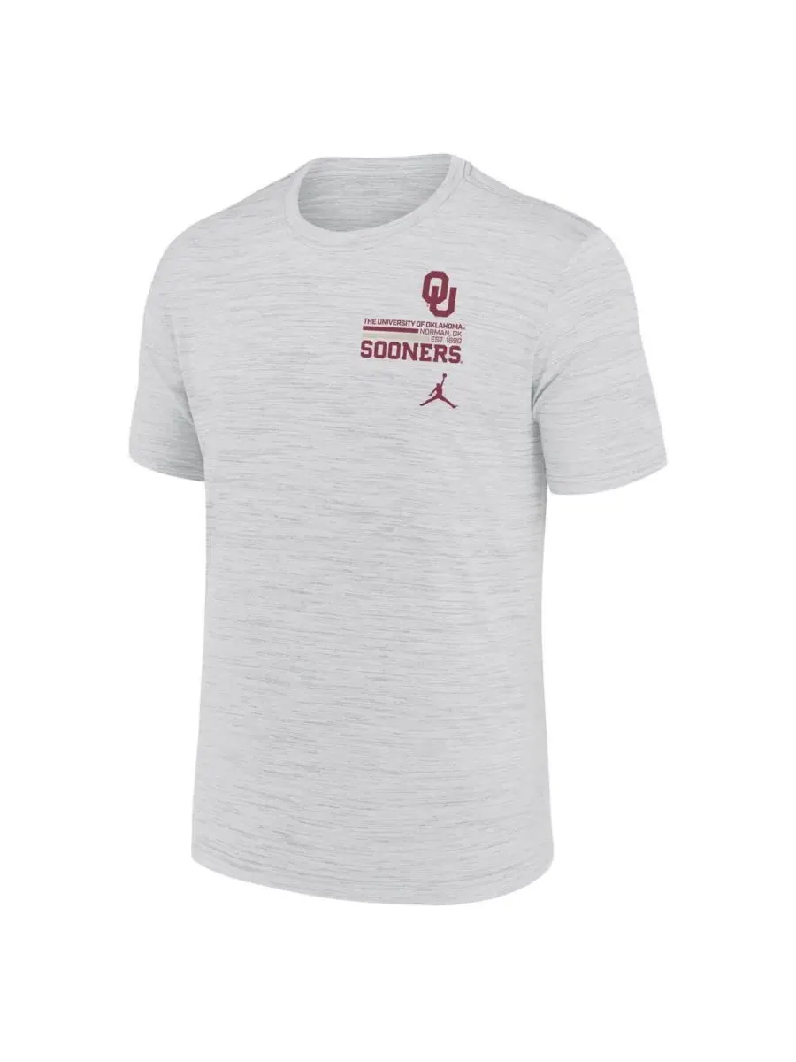 Jordan Мужская белая футболка Oklahoma Sooners Velocity Stacked Performance — изображение 3 из 3, белый