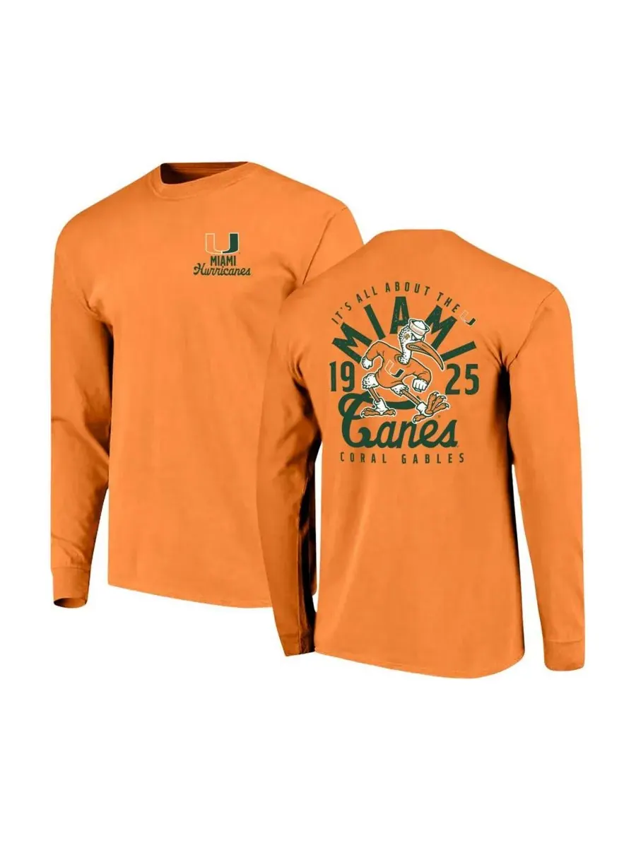 Image One Мужская оранжевая футболка с длинными рукавами Miami Hurricanes Comfort Colors с