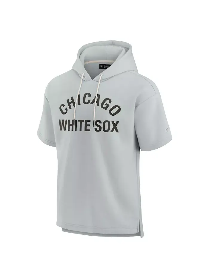 Мужская и женская серая толстовка с капюшоном Chicago White Sox из супермягкого флиса с короткими — изображение 3 из 3