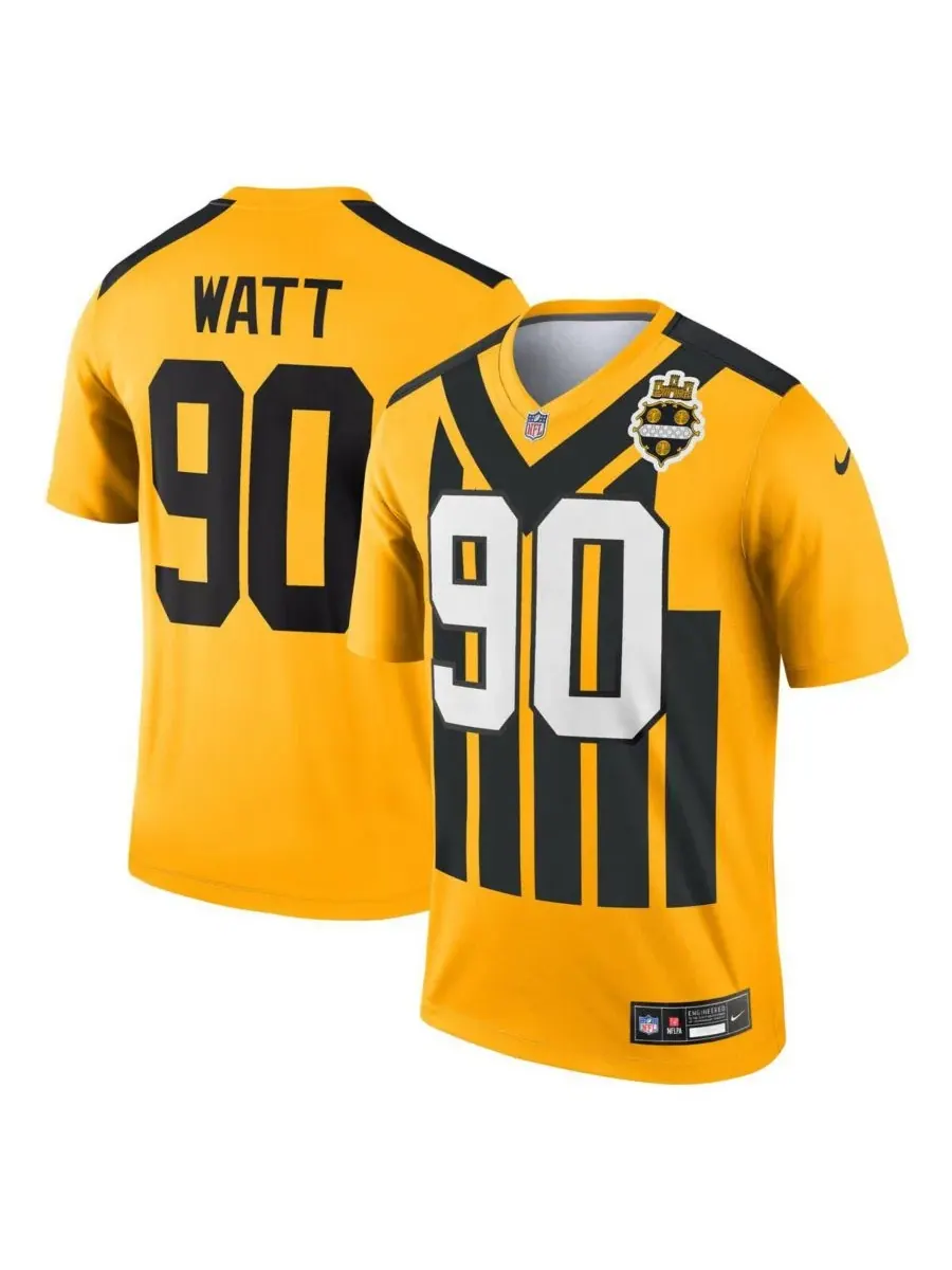 Мужская золотая футболка TJ Watt Pittsburgh Steelers Alternate 1933 Throwback Legend Player