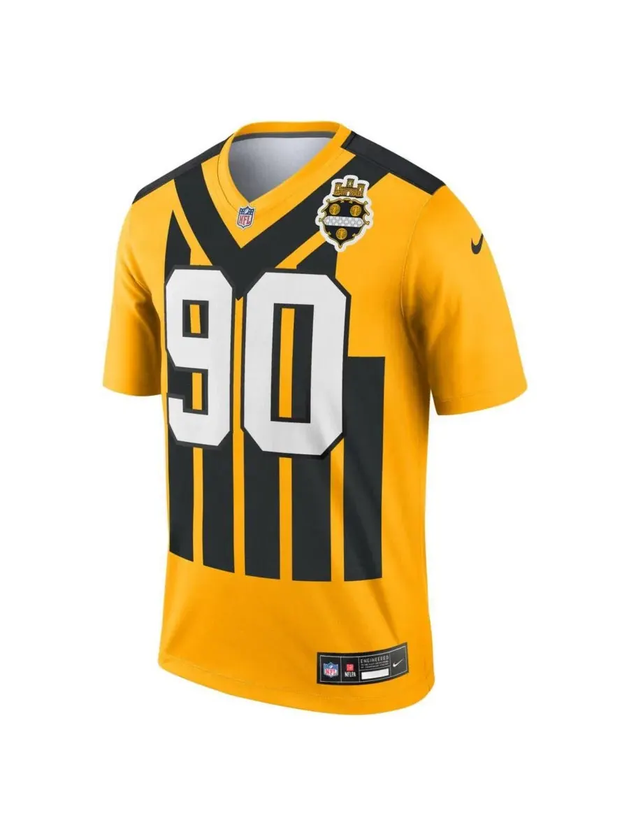 Мужская золотая футболка TJ Watt Pittsburgh Steelers Alternate 1933 Throwback Legend Player — изображение 2 из 3, золото