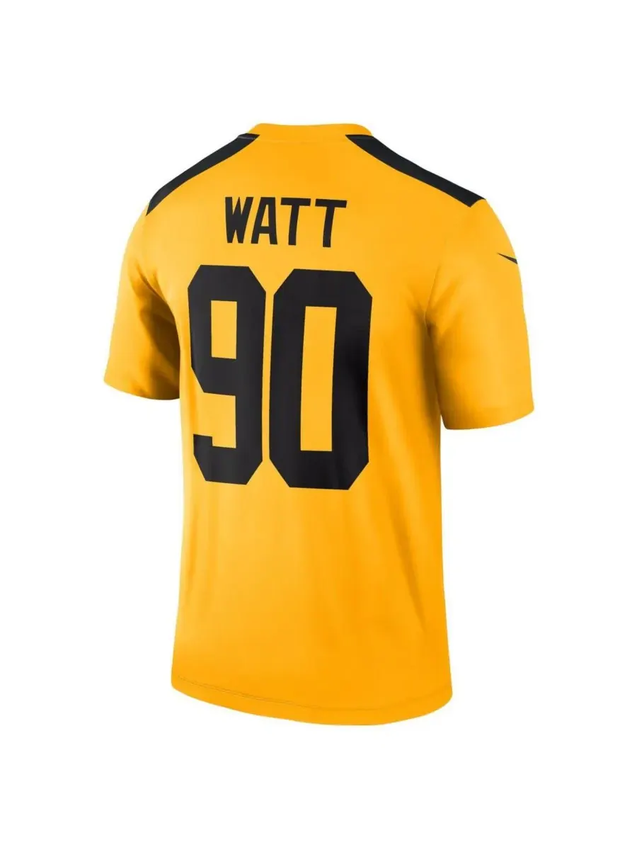 Мужская золотая футболка TJ Watt Pittsburgh Steelers Alternate 1933 Throwback Legend Player — изображение 3 из 3, золото
