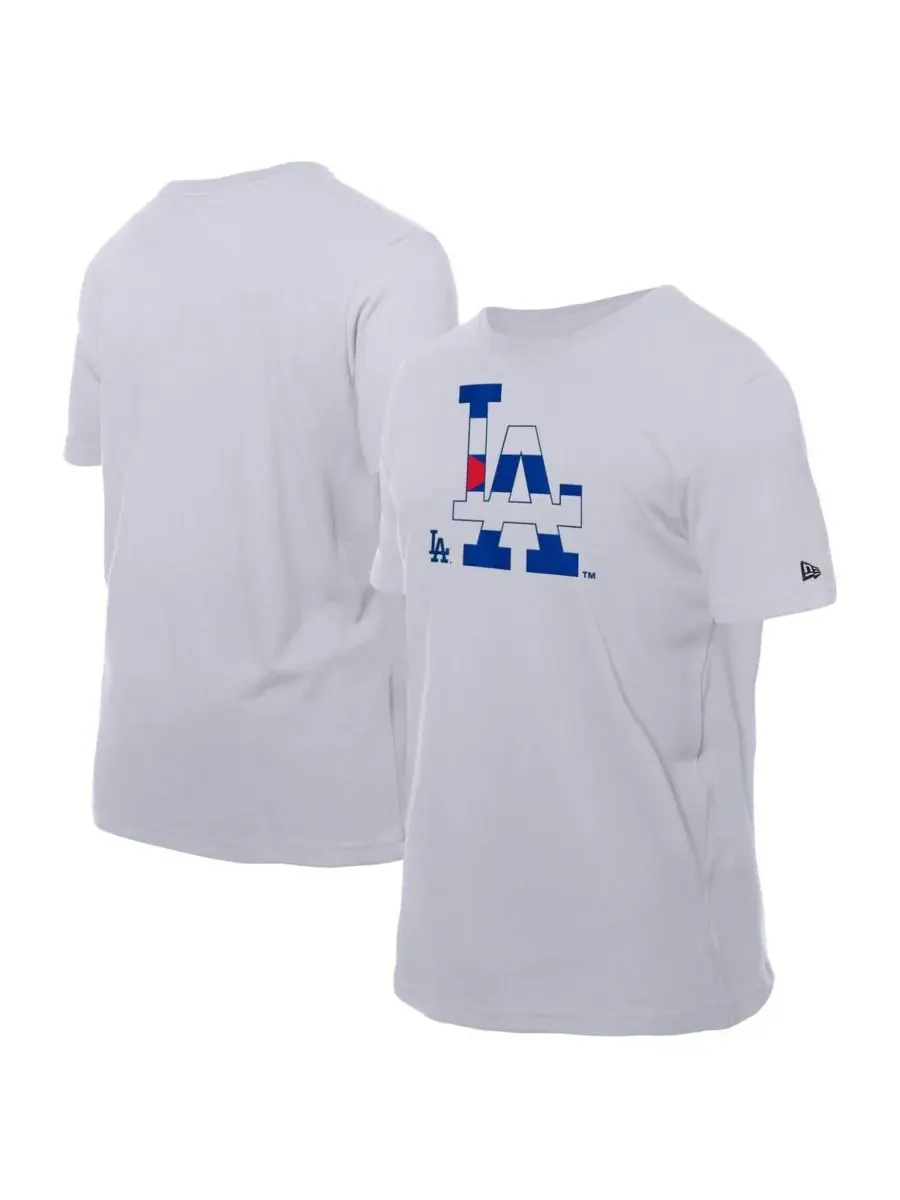 New Era Мужская белая футболка Los Angeles Dodgers с логотипом кубинского флага