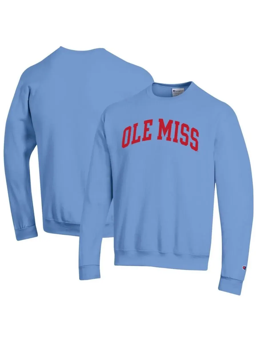 Champion Мужская толстовка из флиса Ole Miss Rebels Basic Arch нежно-голубого цвета