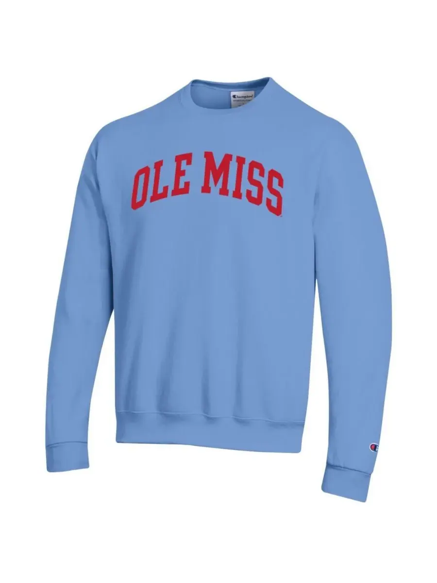 Champion Мужская толстовка из флиса Ole Miss Rebels Basic Arch нежно-голубого цвета — изображение 3 из 3, синий