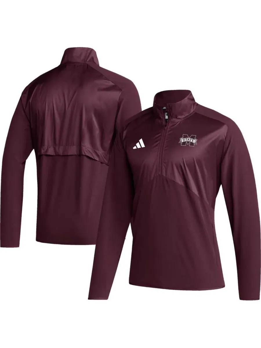 Adidas Мужская бордовая куртка Mississippi State Bulldogs Sideline AEROREADY с рукавами реглан и