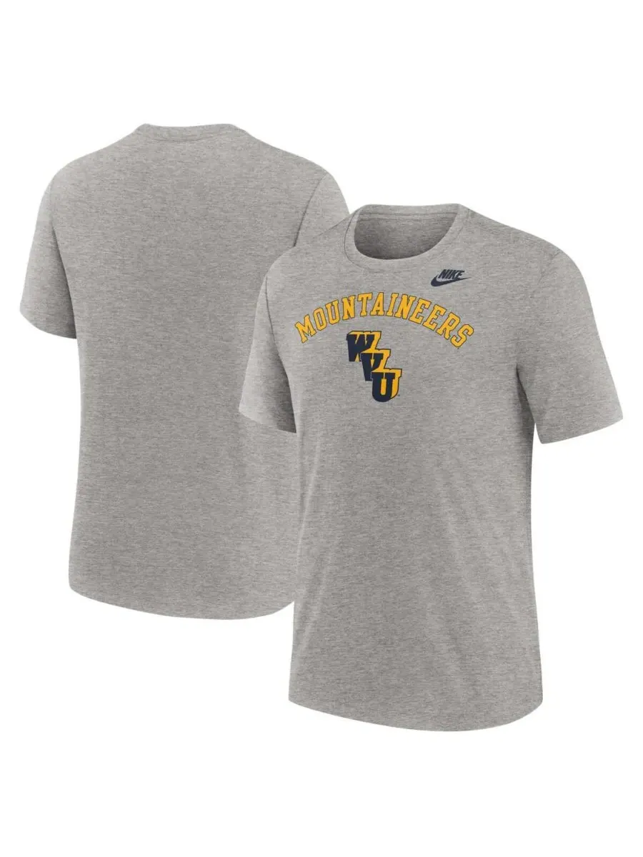 Nike Мужская футболка West Virginia Mountaineers Legacy Arch Tri-Blend серого цвета