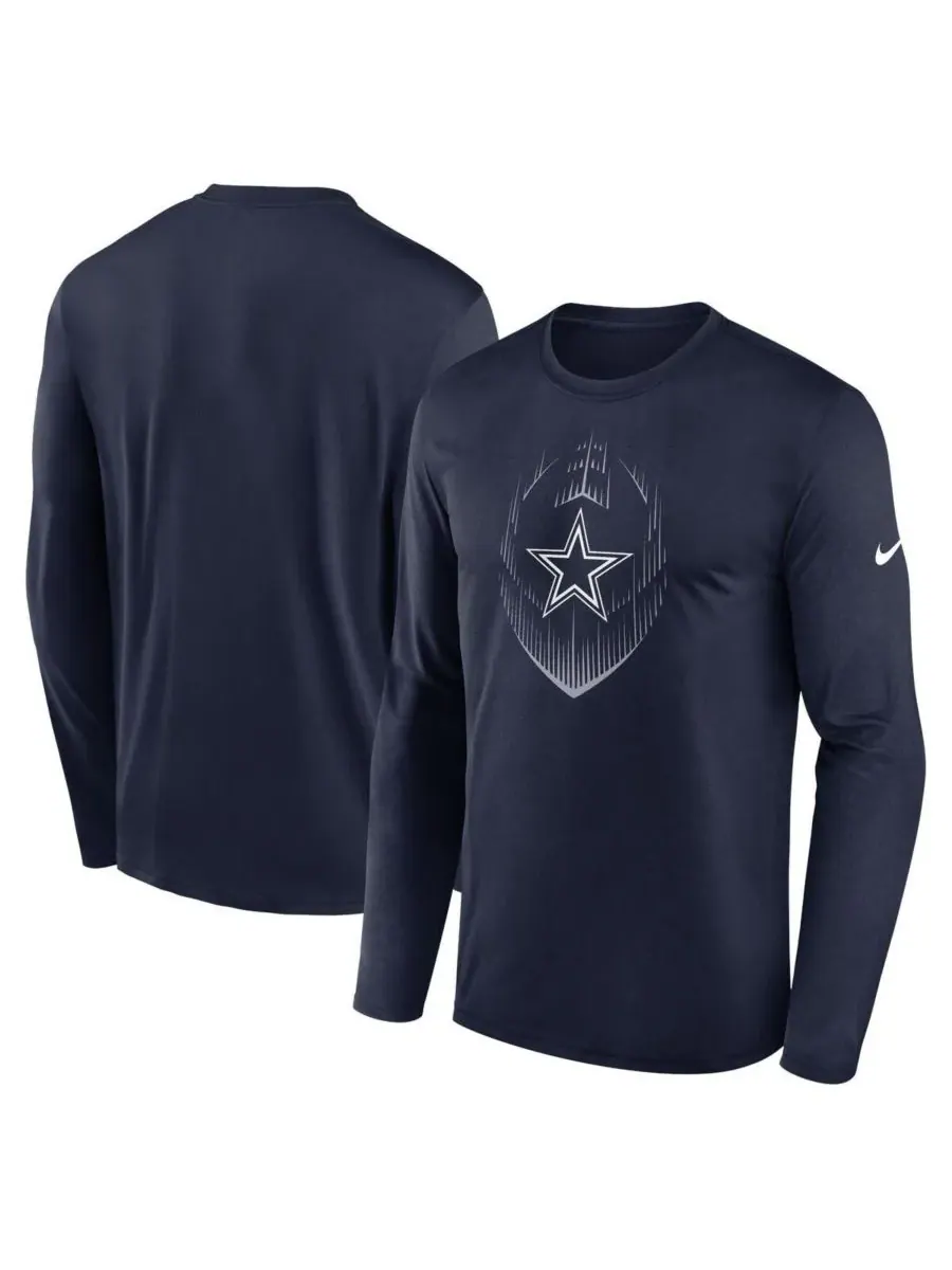 Nike Мужская темно-синяя футболка с длинным рукавом Dallas Cowboys Icon Legend Performance
