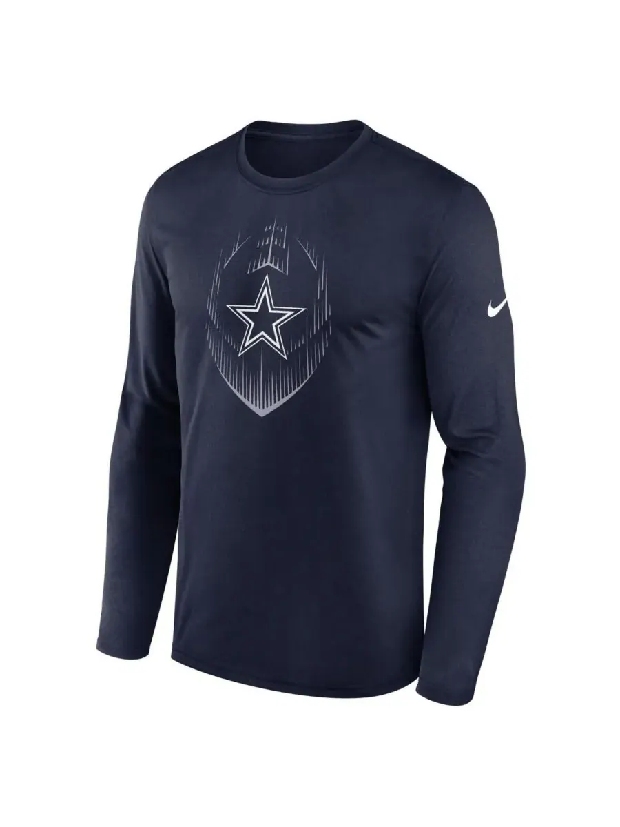 Nike Мужская темно-синяя футболка с длинным рукавом Dallas Cowboys Icon Legend Performance — изображение 2 из 3, темно-синий