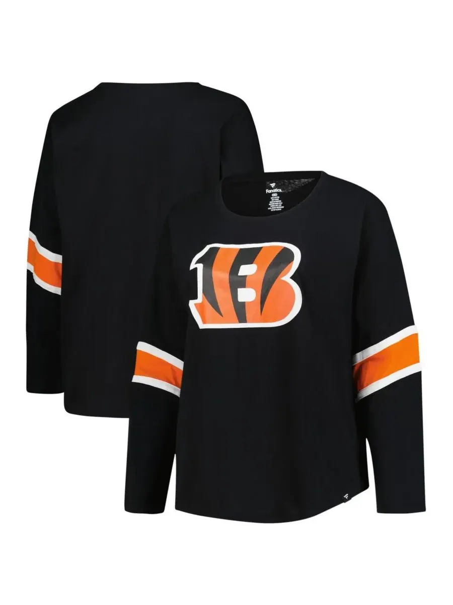 Fanatics Женская черная футболка больших размеров Cincinnati Bengals Redzone с рукавами 3/4 и