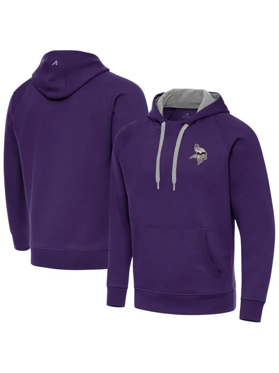 Antigua Мужская фиолетовая толстовка с капюшоном Minnesota Vikings Brushed Carbon Victory