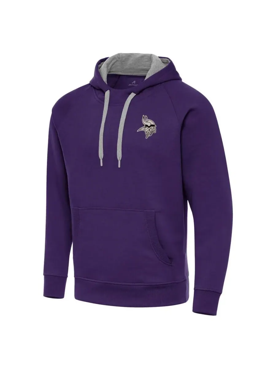 Antigua Мужская фиолетовая толстовка с капюшоном Minnesota Vikings Brushed Carbon Victory — изображение 2 из 4, фиолетовый