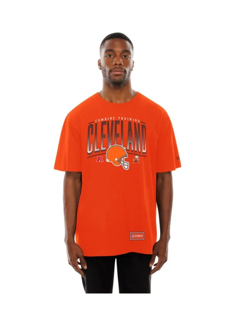 Футболка с принтом Cleveland Browns Combine Authentic Training Throwback New Era — изображение 2 из 5, оранжевый