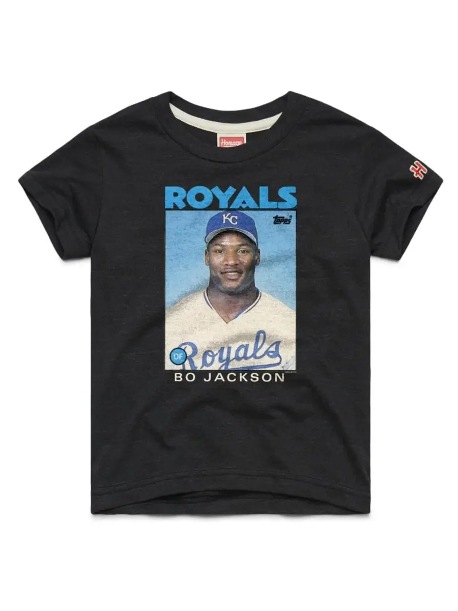 Футболка с принтом Bo Jackson Charcoal Kansas City Royals Topps Baseball Card Tri-Blend T-Shirt