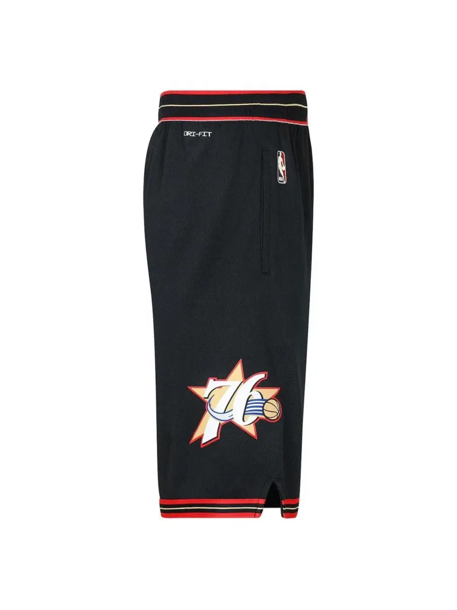 Шорты с принтом Philadelphia 76ers, Dri-FIT Nike — изображение 4 из 4, черный