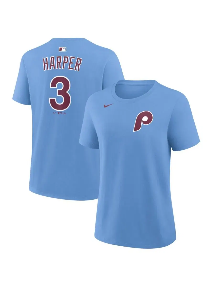 Футболка с принтом Bryce Harper Light Blue Philadelphia Phillies Name & Number Nike