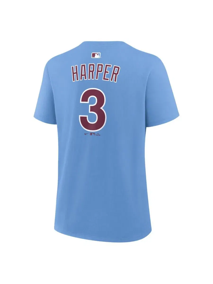 Футболка с принтом Bryce Harper Light Blue Philadelphia Phillies Name & Number Nike — изображение 3 из 3, светлый синий
