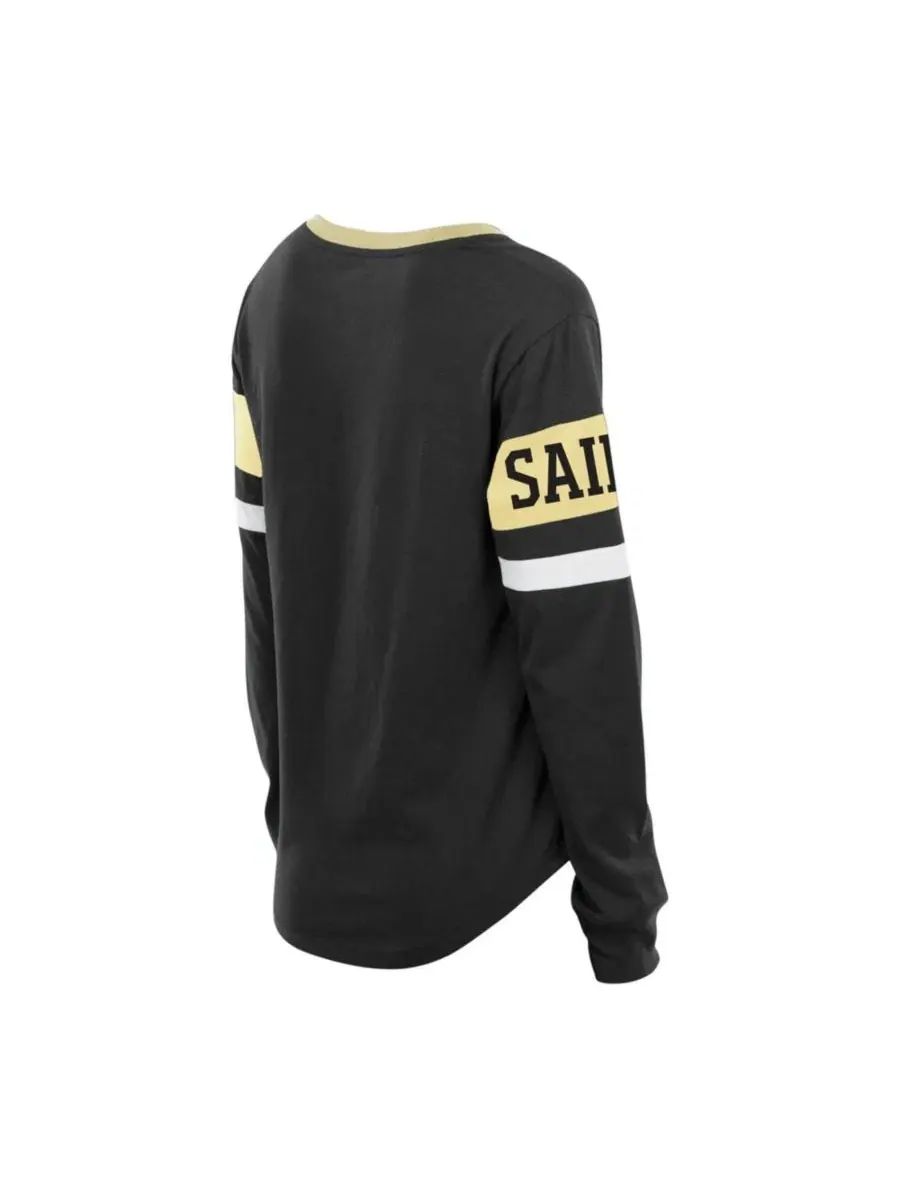 Женская футболка с длинным рукавом и шнуровкой New Orleans Saints Throwback Lace-Up New Era — изображение 3 из 3, черный