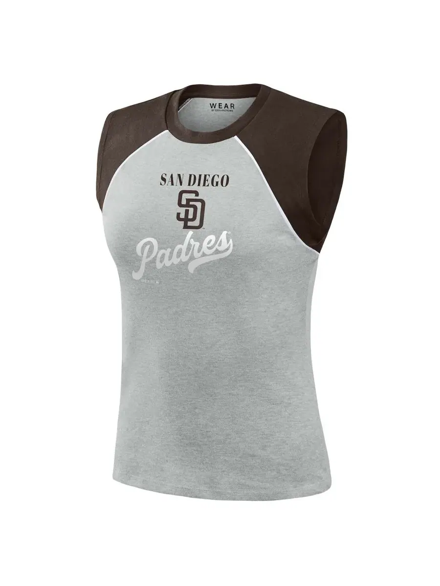 Женский топ-майка с кроп-длиной и реглан-рукавами San Diego Padres WEAR by Erin Andrews — изображение 2 из 4, серый