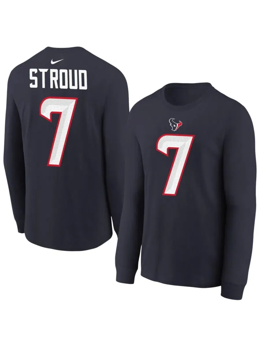 Футболка с длинным рукавом с номером и фамилией игрока C.J. Stroud Nike