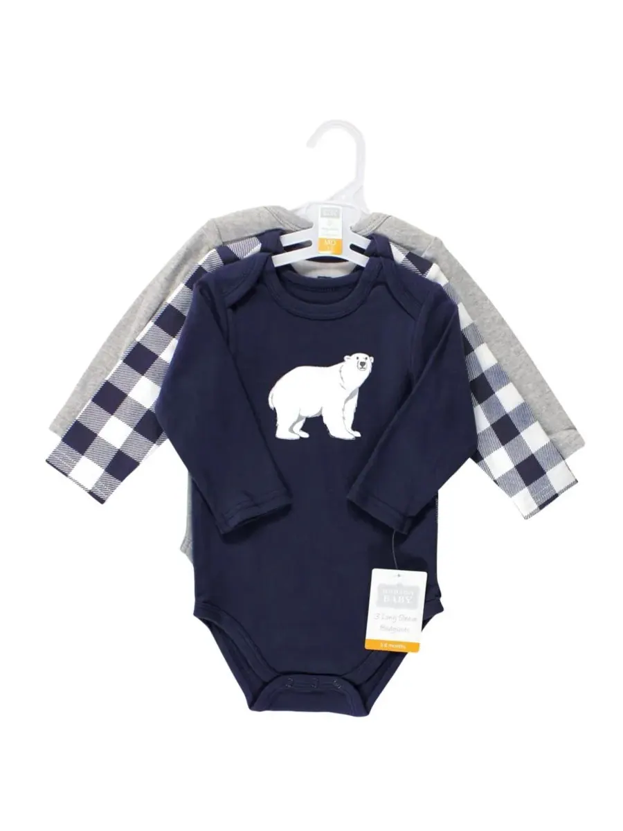 Хлопковые боди с длинными рукавами, комплект из 3 штук Hudson Baby, Polar Bear — изображение 3 из 3