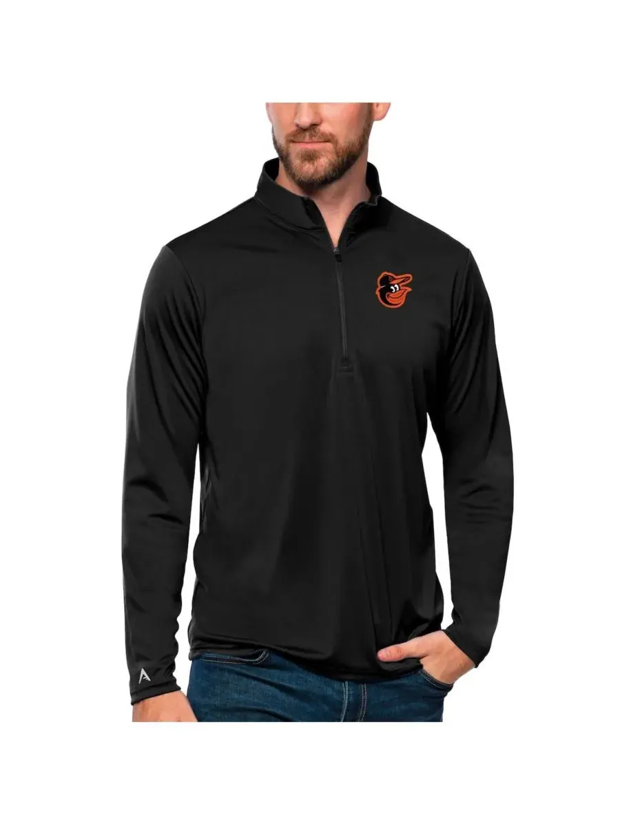 Antigua Мужская черная толстовка на молнии с символикой команды Baltimore Orioles