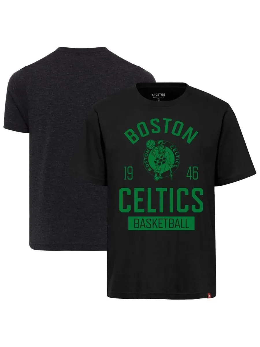 Sportiqe Мужская и женская черная футболка Boston Celtics Duke Premium
