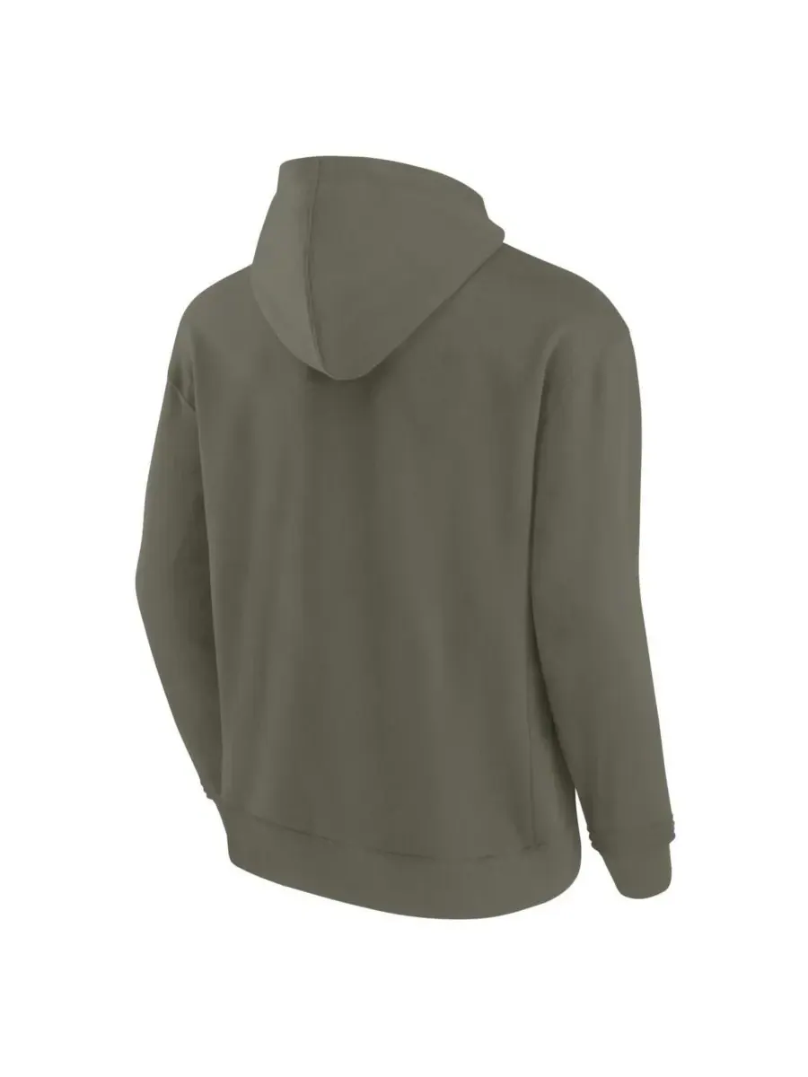 Fanatics Мужская и женская толстовка с капюшоном из супермягкого флиса с фирменным оливковым — изображение 2 из 3, оливковый