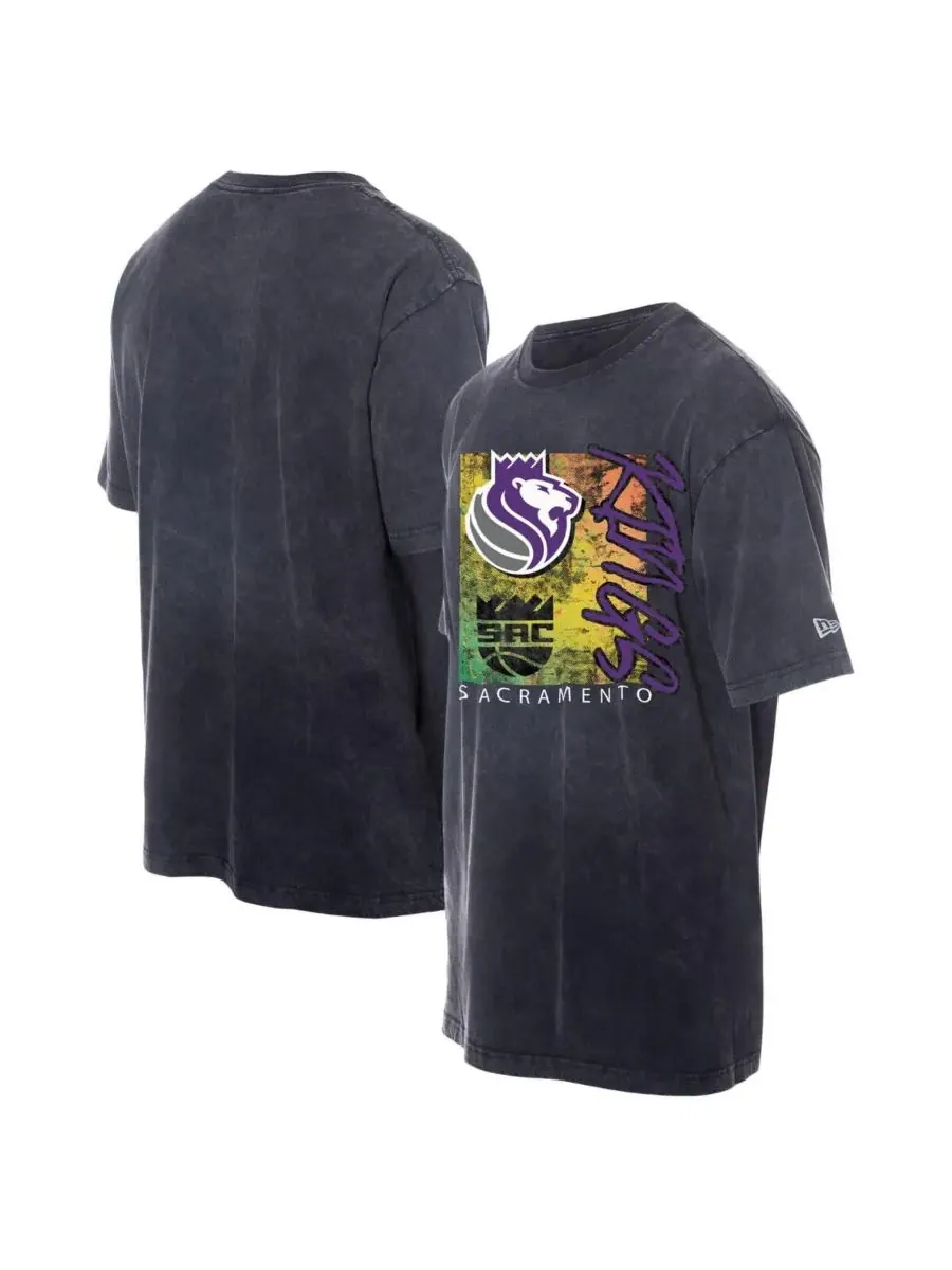 New Era Мужская черная футболка Sacramento Kings Distressed Sport Classics с энзимной обработкой