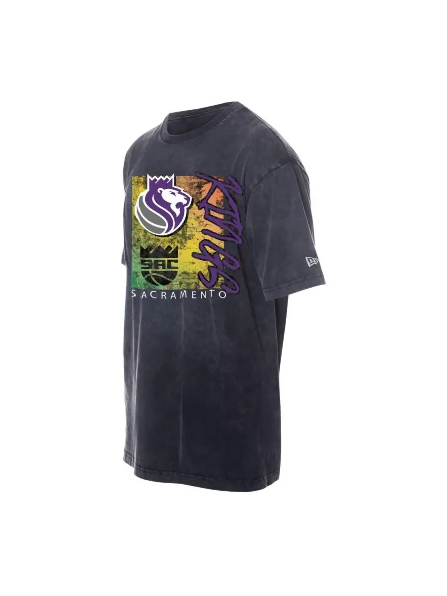 New Era Мужская черная футболка Sacramento Kings Distressed Sport Classics с энзимной обработкой — изображение 3 из 3, черный