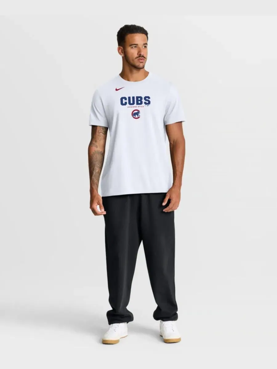 Футболка с принтом Chicago Cubs Bold Team Name Nike — изображение 3 из 4, белый