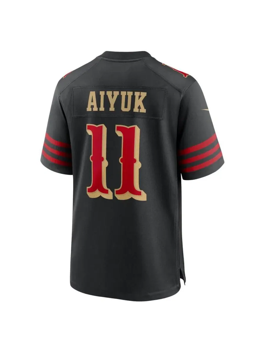 Мужская футболка с принтом Brandon Aiyuk Black San Francisco 49ers 2025 Rivalries Collection Game — изображение 2 из 3
